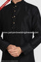 Designer Black/Black Color Art Silk Fabric Mens Kurta Pajama PAWDAC1271