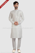 Designer Off-white Color Art Silk Fabric Mens Kurta Pajama PAWDAC1272