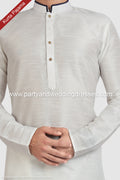 Designer Off-white Color Art Silk Fabric Mens Kurta Pajama PAWDAC1272
