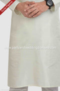 Designer Cream/Off-white Color Art Silk Fabric Mens Kurta Pajama PAWDAC1273