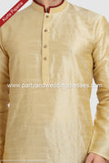 Designer Gold/Maroon Color Art Silk Fabric Mens Kurta Pajama PAWDAC1275