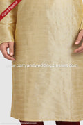 Designer Gold/Maroon Color Art Silk Fabric Mens Kurta Pajama PAWDAC1275