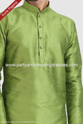 Designer Green/Cream Color Art Silk Fabric Mens Kurta Pajama PAWDAC1277