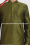 Designer Mehendi Green/Cream Color Art Silk Fabric Mens Kurta Pajama PAWDAC1278