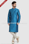 Designer Blue/Cream Color Art Silk Fabric Mens Kurta Pajama PAWDAC1279