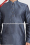 Designer Dark Grey/Off-white Color Art Silk Fabric Mens Kurta Pajama PAWDAC1280