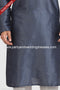 Designer Dark Grey/Off-white Color Art Silk Fabric Mens Kurta Pajama PAWDAC1280