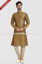 Designer Tusser/Gold Color Art Silk Fabric Mens Kurta Pajama PAWDAC1284