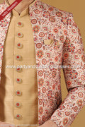 Designer Gold/Maroon Color Printed Art Banarasi Silk Mens 3 Pcs Indo Western PAWDAC1401