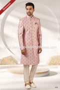 Designer Light Pink Color Printed Art Banarasi Silk Sherwani PAWDAC1408