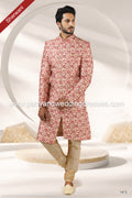 Designer Cream Color Printed Art Banarasi Silk Sherwani PAWDAC1415