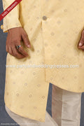 Designer Yellow Color Jacquard Silk Brocade Mens Indo Western PAWDAC1418