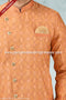 Designer Peach Color Jacquard Silk Brocade Mens Semi Indo Western PAWDAC1425