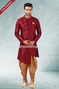 Designer Two-tone Color Jacquard Silk Brocade Mens Semi Indo Western PAWDAC1431