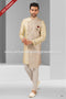 Designer Cream Color Plain & Printed Art Silk Mens Indo Western PAWDAC1443