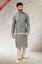 Designer Gray Color Printed Art Silk Fabric Mens Kurta Pajama PAWDAC1472