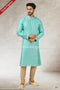Designer Green Color Printed Art Silk Fabric Mens Kurta Pajama PAWDAC1480