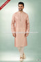 Designer Peach Color Printed Art Silk Fabric Mens Kurta Pajama PAWDAC1482