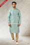 Designer Pista Green Color Printed Art Silk Fabric Mens Kurta Pajama PAWDAC1484