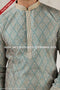 Designer Green Color Printed Art Silk Fabric Mens Kurta Pajama PAWDAC1491
