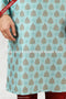 Designer Pista Green Color Printed Art Silk Fabric Mens Kurta Pajama PAWDAC1494