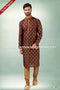 Designer Brown Color Printed Art Silk Fabric Mens Kurta Pajama PAWDAC1495
