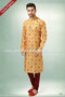 Designer Yellow Color Printed Art Silk Fabric Mens Kurta Pajama PAWDAC1497