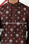 Designer Brown Color Printed Art Silk Fabric Mens Kurta Pajama PAWDAC1499