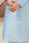 Designer Sky Blue Color Banarasi Art Silk Fabric Mens Kurta Pajama PAWDAC1510