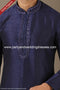 Designer Navy Blue Color Banarasi Art Silk Fabric Mens Kurta Pajama PAWDAC1515