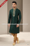 Designer Dark Green Color Banarasi Art Silk Fabric Mens Kurta Pajama PAWDAC1516