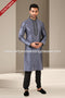 Designer Dark Gray Color Banarasi Art Silk Fabric Mens Kurta Pajama PAWDAC1518