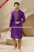Designer Purple Color Banarasi Art Silk Fabric Mens Kurta Pajama PAWDAC1520
