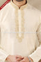 Designer Cream/Lemon Color Banarasi Art Silk Fabric Mens Kurta Pajama PAWDAC1525