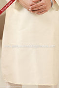 Designer Cream/Lemon Color Banarasi Art Silk Fabric Mens Kurta Pajama PAWDAC1525