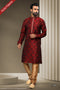 Designer Green/Chikoo Color Jacquard Silk Brocade Fabric Mens Kurta Pajama PAWDAC1538