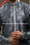 Designer Gray/Black Color Jacquard Silk Brocade Fabric Mens Kurta Pajama PAWDAC1540