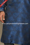 Designer Blue/Black Color Jacquard Silk Brocade Fabric Mens Kurta Pajama PAWDAC1542