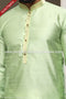 Designer Parrot/Cream Color Jacquard Silk Brocade Fabric Mens Kurta Pajama PAWDAC1544