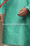 Designer Blue/Cream Color Jacquard Silk Brocade Fabric Mens Kurta Pajama PAWDAC1548