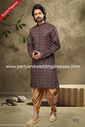 Designer Brown/Chikoo Color Cotton Fabric Mens Kurta Pajama PAWDAC1554