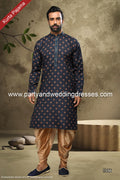 Designer Blue/Chikoo Color Cotton Fabric Mens Kurta Pajama PAWDAC1556