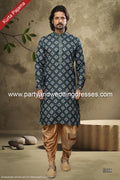 Designer Green/Chikoo Color Cotton Fabric Mens Kurta Pajama PAWDAC1559