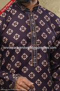 Designer Purple/Chikoo Color Cotton Fabric Mens Kurta Pajama PAWDAC1560