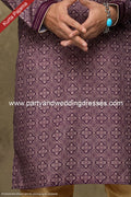 Designer Purple/Tusser Color Cotton Fabric Mens Kurta Pajama PAWDAC1561