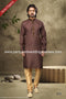 Designer Brown/Tusser Color Cotton Fabric Mens Kurta Pajama PAWDAC1563