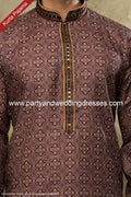 Designer Brown/Tusser Color Cotton Fabric Mens Kurta Pajama PAWDAC1563