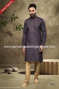 Designer Blue/Tusser Color Cotton Fabric Mens Kurta Pajama PAWDAC1564