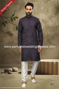 Designer Mehndi Green/Cream Color Cotton Fabric Mens Kurta Pajama PAWDAC1568