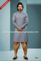 Designer Gray/Chikoo Color Cotton Fabric Mens Kurta Pajama PAWDAC1571